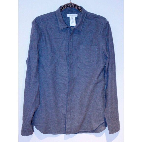 $300+ PIERRE BALMAIN MADE IN ITALY GREY BUTTON UP SHIRT FRONT POCKET SOFT COTTON